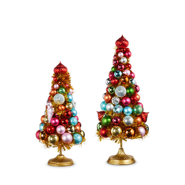 Kit of 2 Colorful Decorative Tabletop Christmas Trees