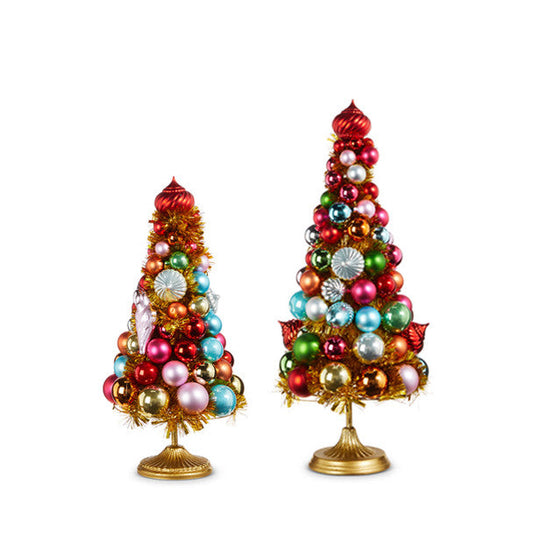 Kit of 2 Colorful Decorative Tabletop Christmas Trees