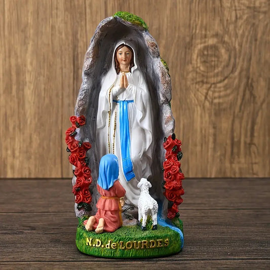 Resin Nativity Scene of the Virgin Mary &amp; Saint Bernard