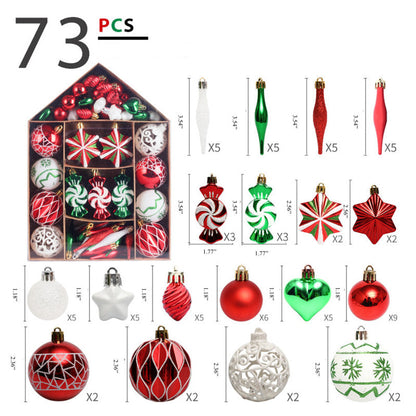 Assorted Unbreakable Ball Ornaments - 73 Pieces 