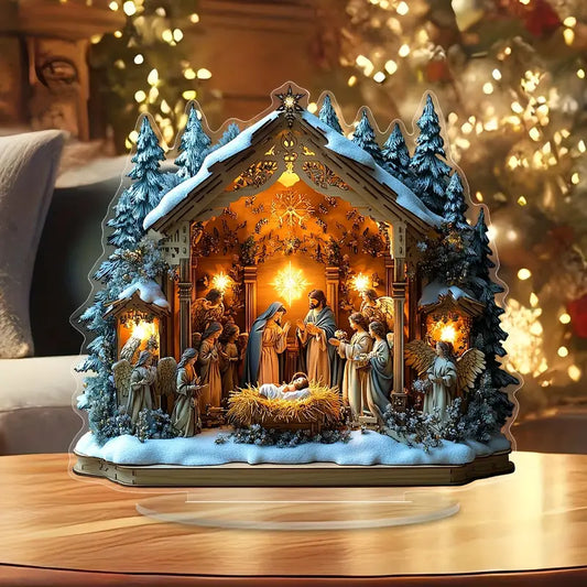 Resin Nativity Scene Holy Birth with LED