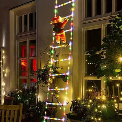 Colorful LED Light Stair Christmas Decoration with Hanging Santa Claus 3M