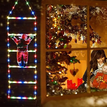 Colorful LED Light Stair Christmas Decoration with Hanging Santa Claus 3M