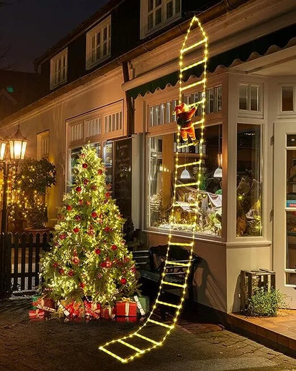 Colorful LED Light Stair Christmas Decoration with Hanging Santa Claus 3M