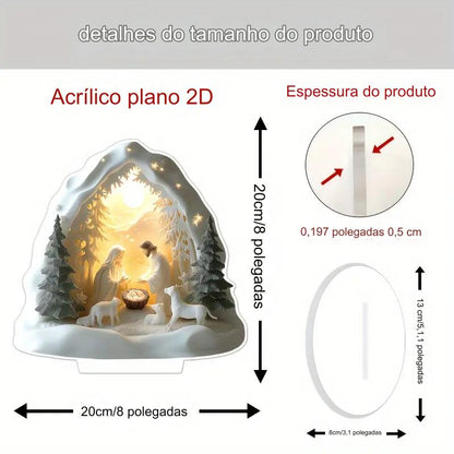 Resin Nativity Scene The Peace of the Baby Jesus with LED