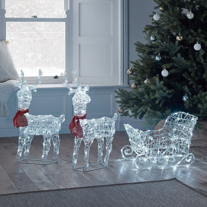 Illuminated Reindeer and Sleigh Christmas Figure