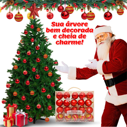 Kit of 20 Large Christmas Balls 6cm Decorated Smooth Matte with Glitter