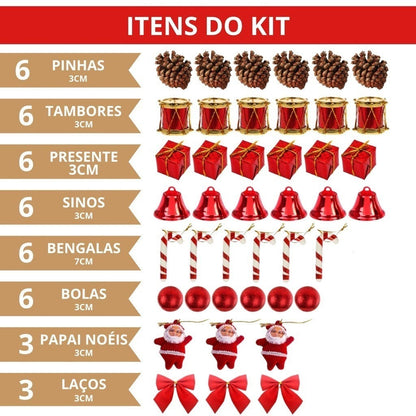 Kit 43 Enfeites Para Árvores De Natal Decoração Estrela Bolinha