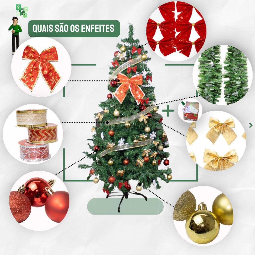 Complete Decorated Christmas Tree + 60 Ornaments