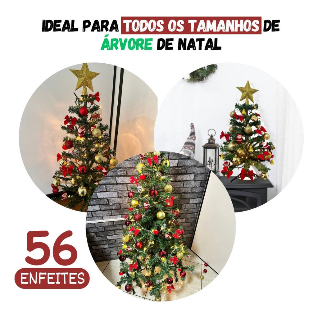Kit of 56 Christmas Tree Decoration Ornaments, Pendants, Balls, Lights