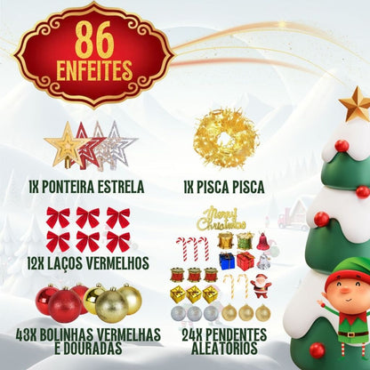 1.50m Decorated Christmas Tree + Luxury Ornaments and Twinkling Lights