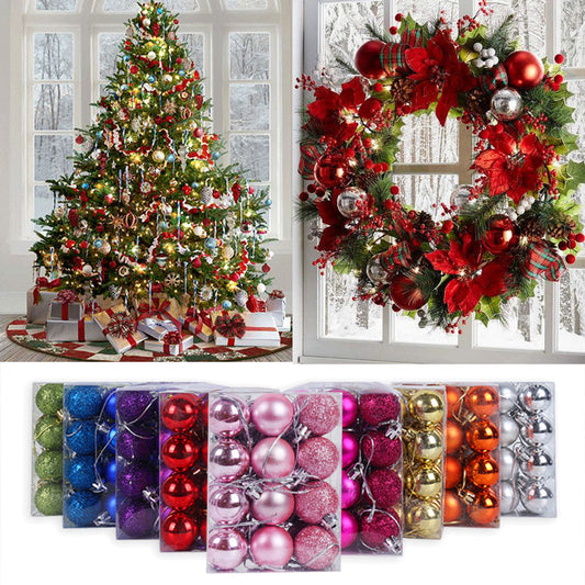 Christmas Decoration / 4cm 36 Pieces Colorful Christmas Balls with Glitter