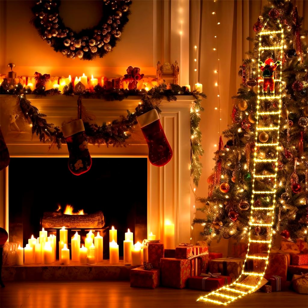 Christmas Decoration Santa Claus Climbing Stairs