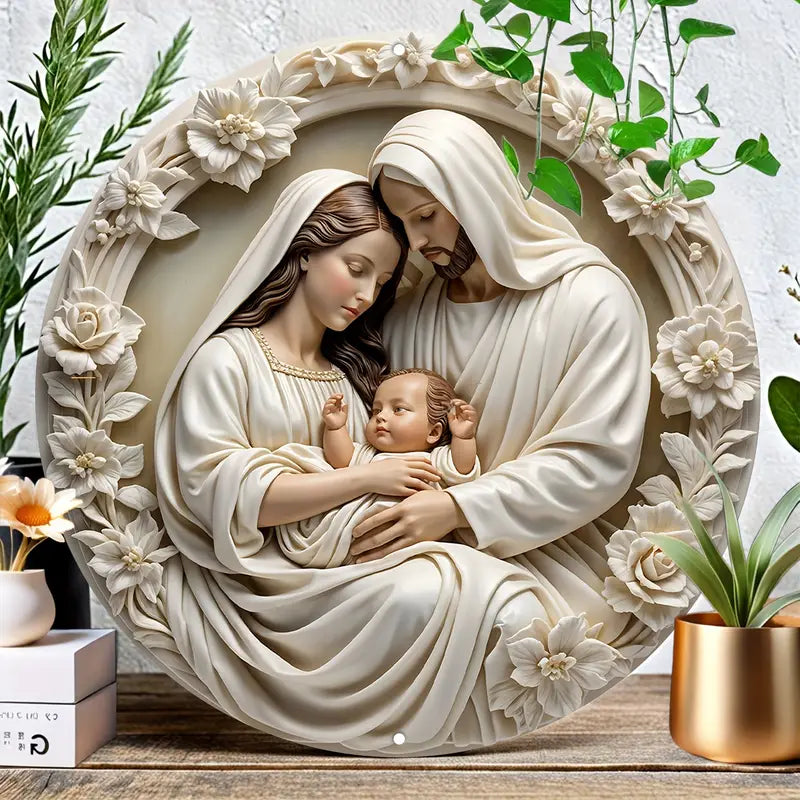 Resin Nativity Scene Round Plate Sweet Jesus