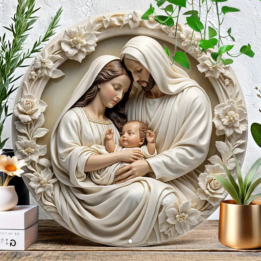 Resin Nativity Scene Round Plate Sweet Jesus