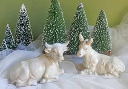 Robert Stanley 7-Piece Nativity Set. Modern, Elongated, Mostly White, Hand-Painted Figures.