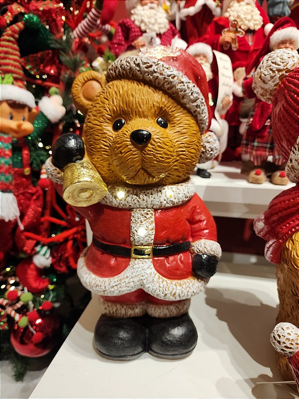 CHRISTMAS BEAR WITH BELL IN RESIN AND LED 40CM