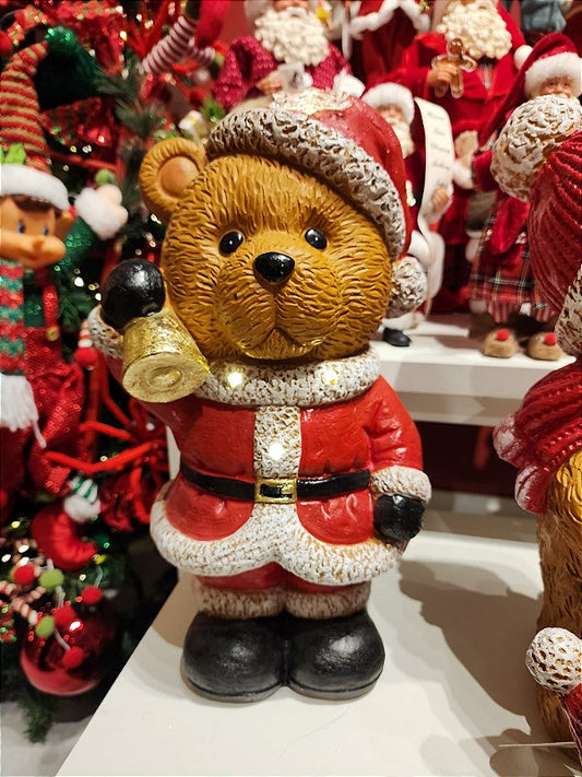 CHRISTMAS BEAR WITH BELL IN RESIN AND LED 40CM