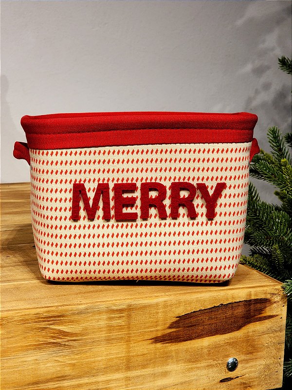 MERRY DECORATED BASKET WITH 25CM HANDLE