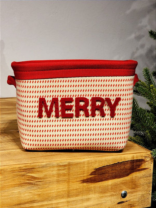 MERRY DECORATED BASKET WITH 25CM HANDLE