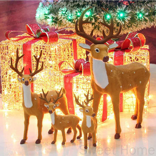 Christmas Plush Reindeer Ornament Kit – Set of 4
