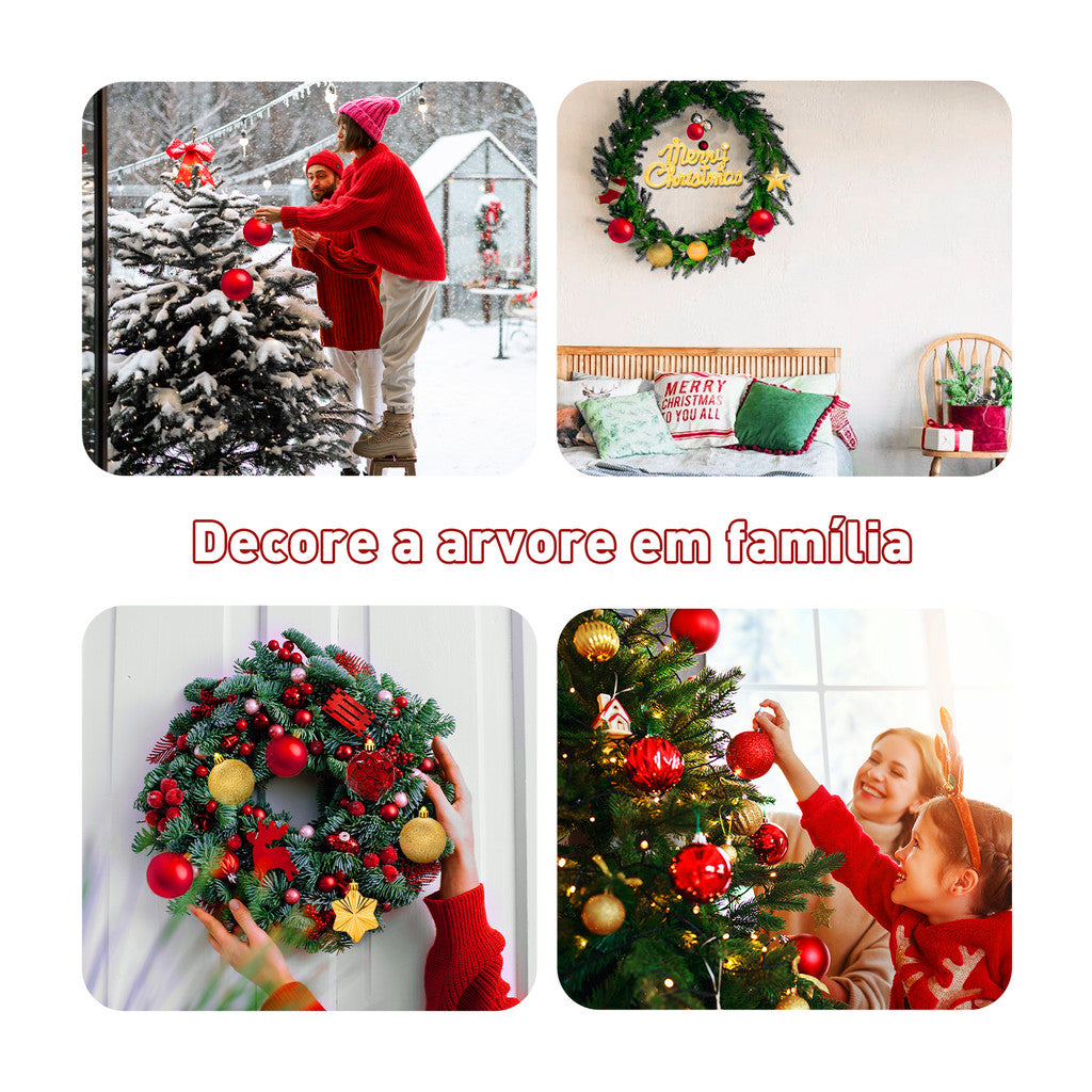 Christmas Decoration Kit – 70 Ornament Balls + LED String Lights 🎄✨