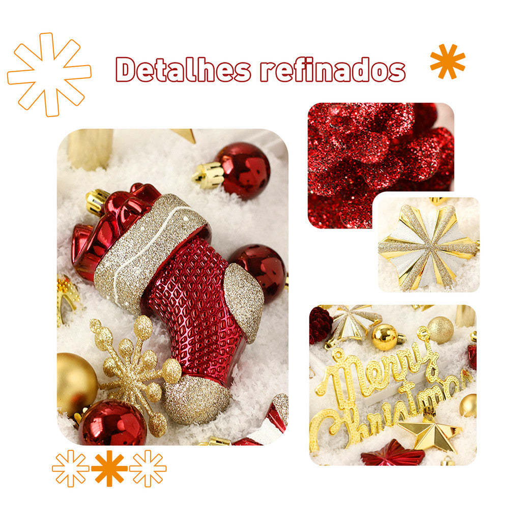 Christmas Decoration Kit – 70 Ornament Balls + LED String Lights 🎄✨