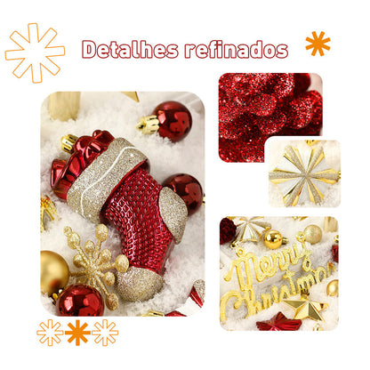 Christmas Decoration Kit – 70 Ornament Balls + LED String Lights 🎄✨