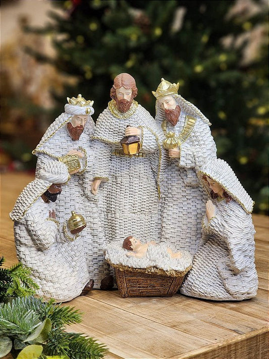 WHITE RESIN NATIVITY SCENE