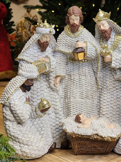 WHITE RESIN NATIVITY SCENE