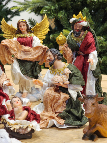 LUXURY FABRIC NATIVITY SCENE 11 PCS - 20CM