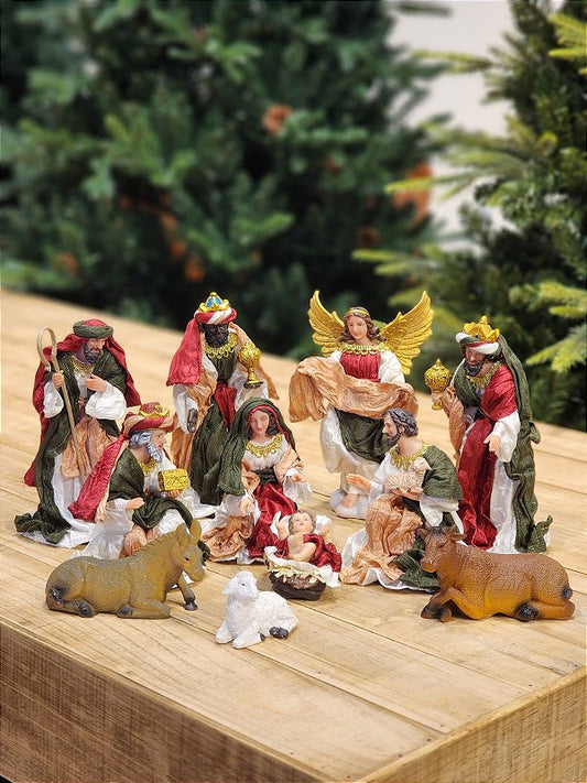 LUXURY FABRIC NATIVITY SCENE 11 PCS - 20CM