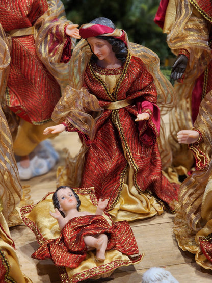 RESIN NATIVITY SCENE WITH LUXURY FABRIC 11 PCS | Promotion only sizes 28 and 36cm