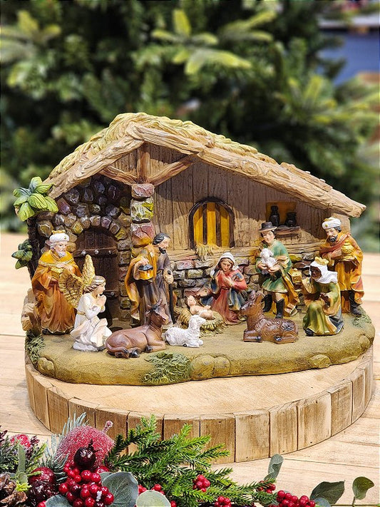 MUSICAL RESIN NATIVITY SCENE 37CM