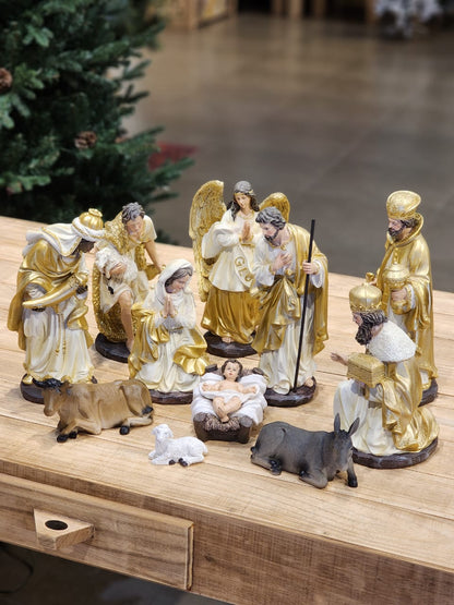 11-Piece Resin Nativity Scene, Luxury Gold
