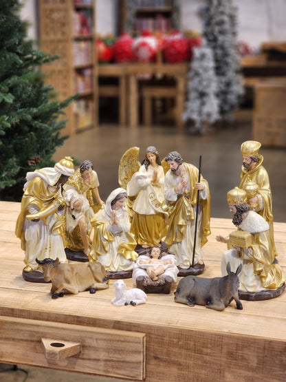 11-Piece Resin Nativity Scene, Luxury Gold