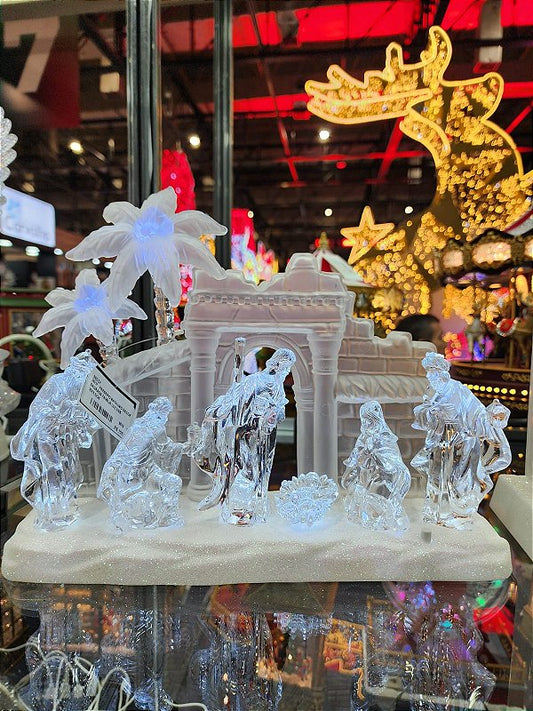 ACRYLIC NATIVITY SCENE WITH LIGHT