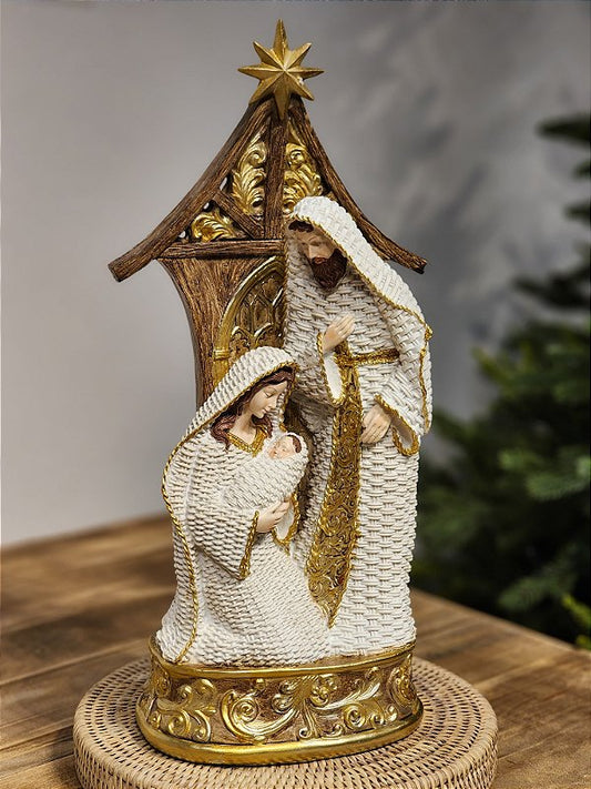 HOLY FAMILY IN WHITE RESIN