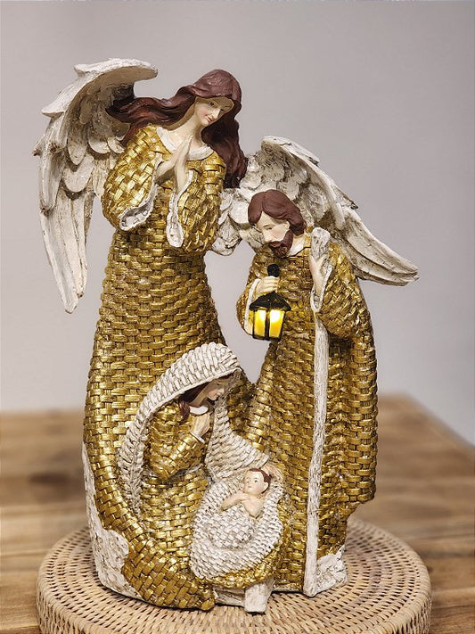 HOLY FAMILY GOLD RESIN WITH LED