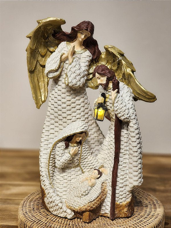 HOLY FAMILY WHITE RESIN WITH LED