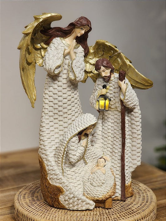 HOLY FAMILY WHITE RESIN WITH LED