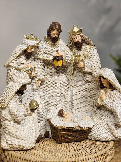WHITE RESIN NATIVITY SCENE