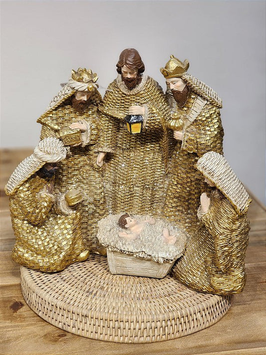 GOLDEN RESIN NATIVITY SCENE