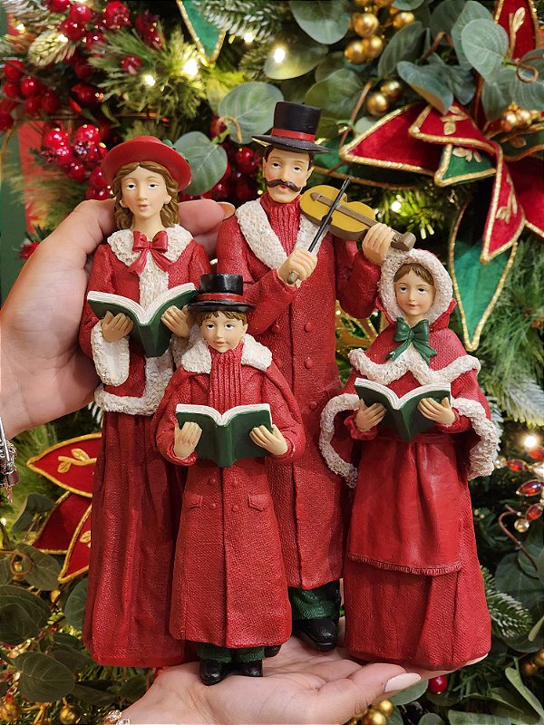 RED CORAL FAMILY IN RESIN 27CM