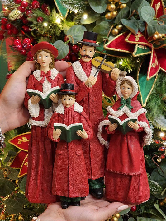 RED CORAL FAMILY IN RESIN 27CM