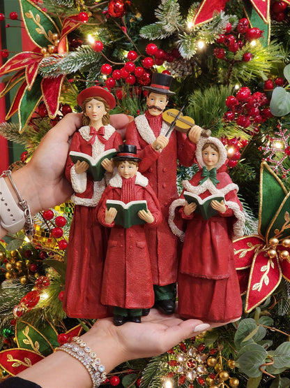 RED CORAL FAMILY IN RESIN 27CM