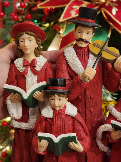 RED CORAL FAMILY IN RESIN 27CM