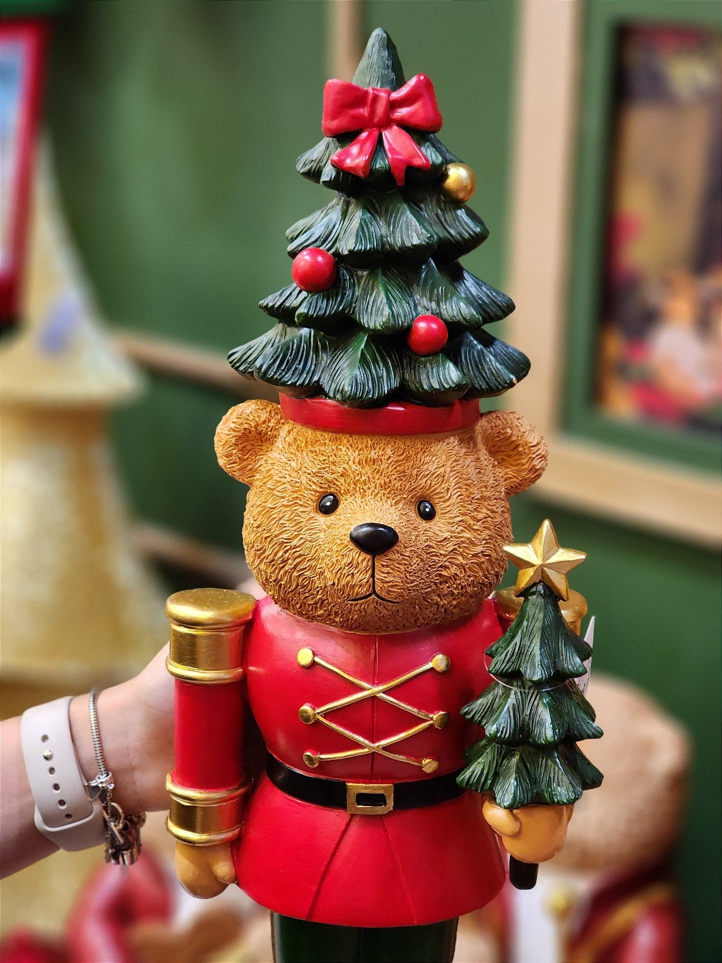 RED AND GREEN RESIN NUTCRACKER BEAR 51.5CM