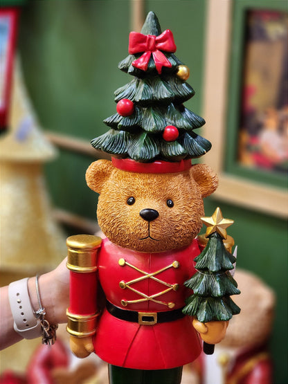 RED AND GREEN RESIN NUTCRACKER BEAR 51.5CM