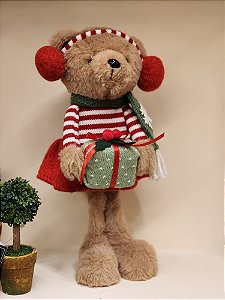 STANDING CHRISTMAS BEAR WITH RESIN STAR AND LED 39CM